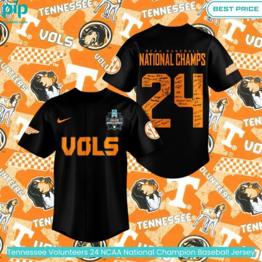 Tennessee Volunteers 24 NCAA National Champion Baseball Jersey sporty