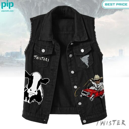 Twister Cowboy Take Me Away Sleeveless Denim Jacket cool