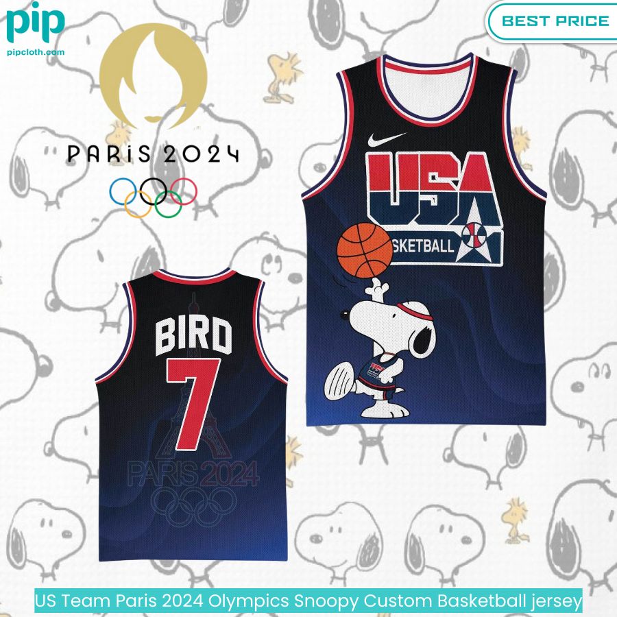 US Team Paris 2024 Olympics Snoopy Custom Basketball jersey Nice photo dude