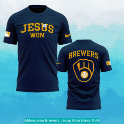 Milwaukee Brewers Jesus Won Navy Shirt fashion