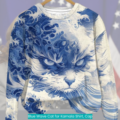 Blue Wave Cat for Kamala Shirt, Cap fashion