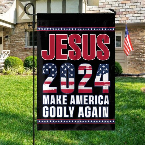 Jesus 2024 Make America Godly Again Flag cool