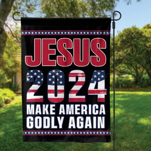 Jesus 2024 Make America Godly Again Flag cool