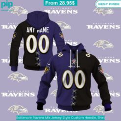 Baltimore Ravens Mix Jersey Style Custom Hoodie, Shirt trendy