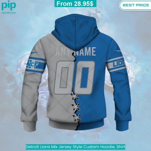 Detroit Lions Mix Jersey Style Custom Hoodie, Shirt Cutting dash