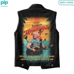 Jimmy Buffett Escape to Margaritaville Sleeveless Denim Jacket Mesmerising