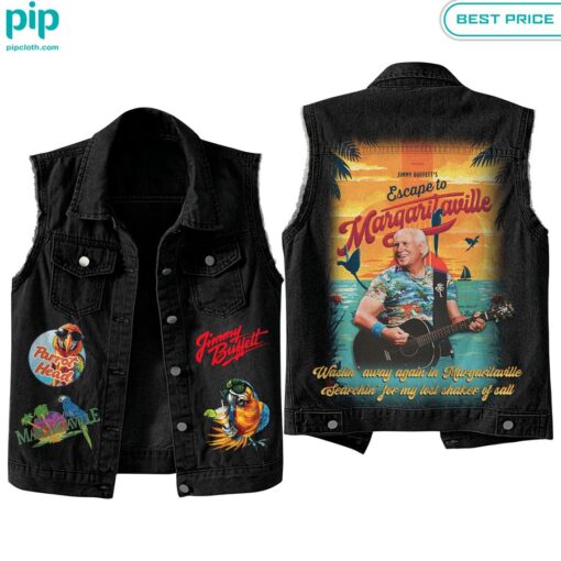 Jimmy Buffett Escape to Margaritaville Sleeveless Denim Jacket fashion