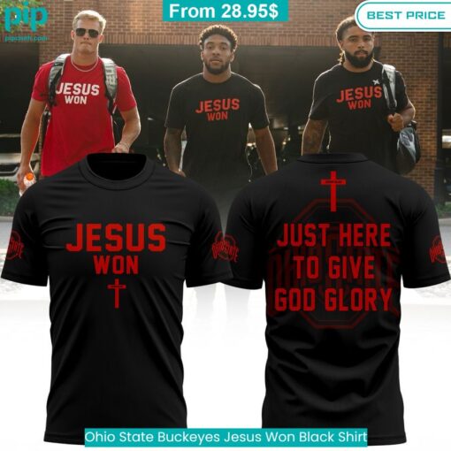 Ohio State Buckeyes Jesus Won Black Shirt Impressive picture.