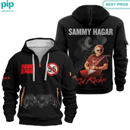 Sammy Hagar Red Rocker Half Zip Hoodie You look lazy