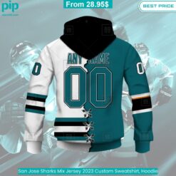 San Jose Sharks Mix Jersey 2023 Custom Sweatshirt, Hoodie Nice shot bro