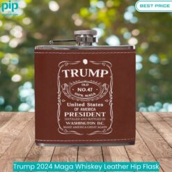 Trump 2024 Maga Whiskey Leather Hip Flask Such a scenic view ,looks great.