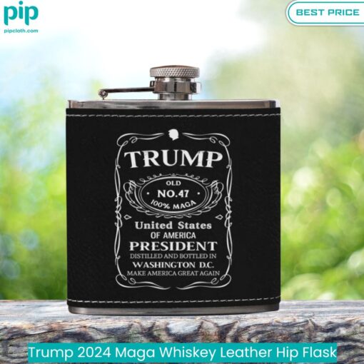 Trump 2024 Maga Whiskey Leather Hip Flask cool